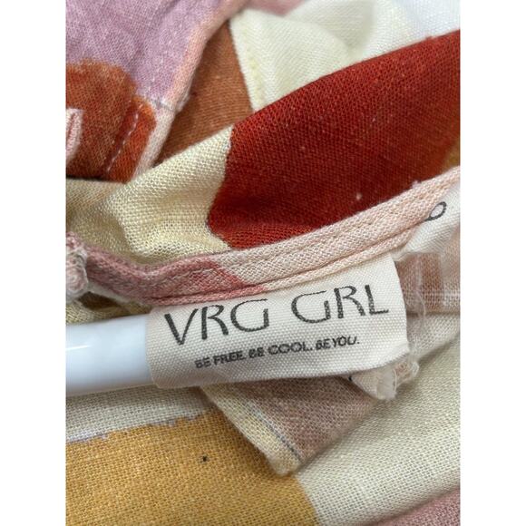 VRG GRL Womens Cate Smock Patchwork Maxi Dress Sleeveless Linen Blend Size 6 - Picture 8 of 11